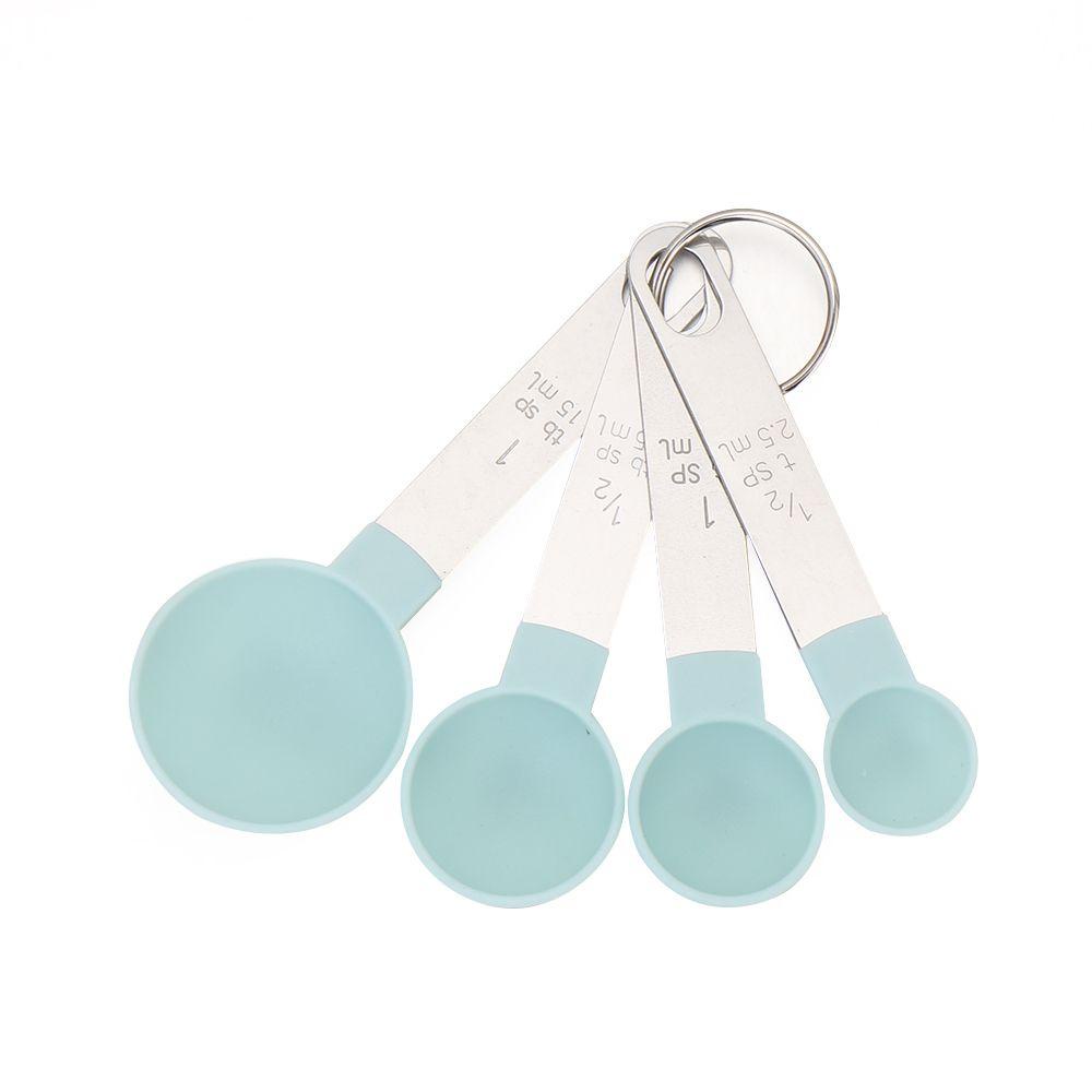 LEISURE Set 4 Muỗng Đo Lường Bằng Thép Không Gỉ Tiện Lợi Khi Nấu Ăn