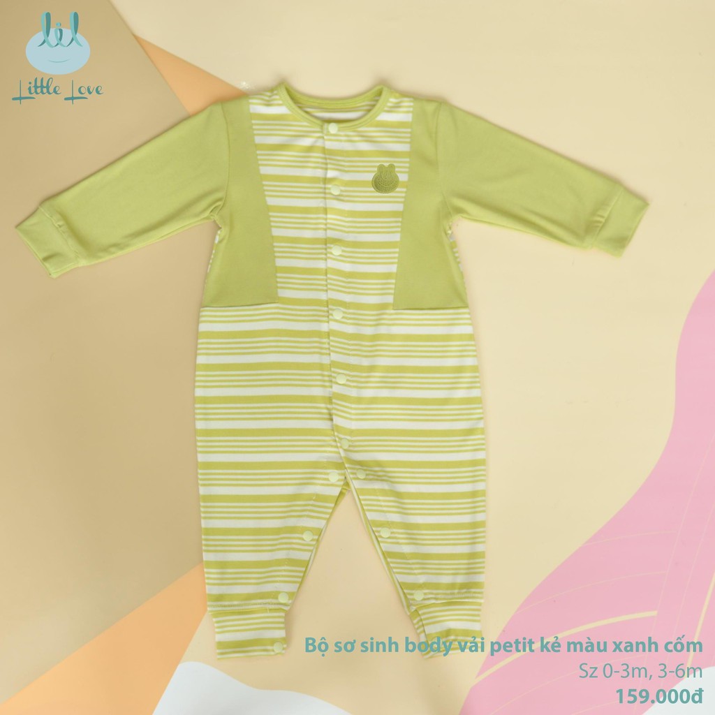 Bộ sơ sinh body vải pettit phối kẻ cho trẻ 0-6m little love