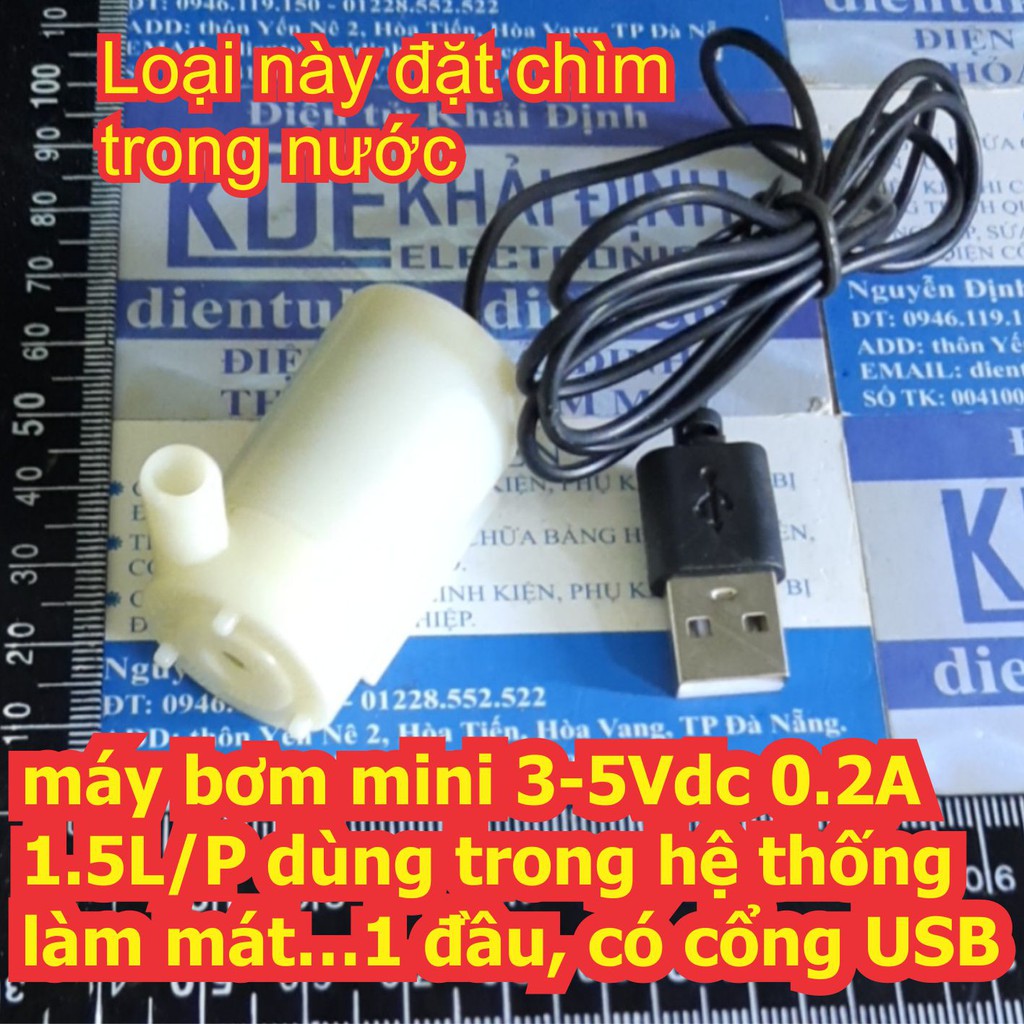 máy bơm mini 3-5Vdc 0.2A 1.5L/P dùng trong hệ thống làm mát… kde4687