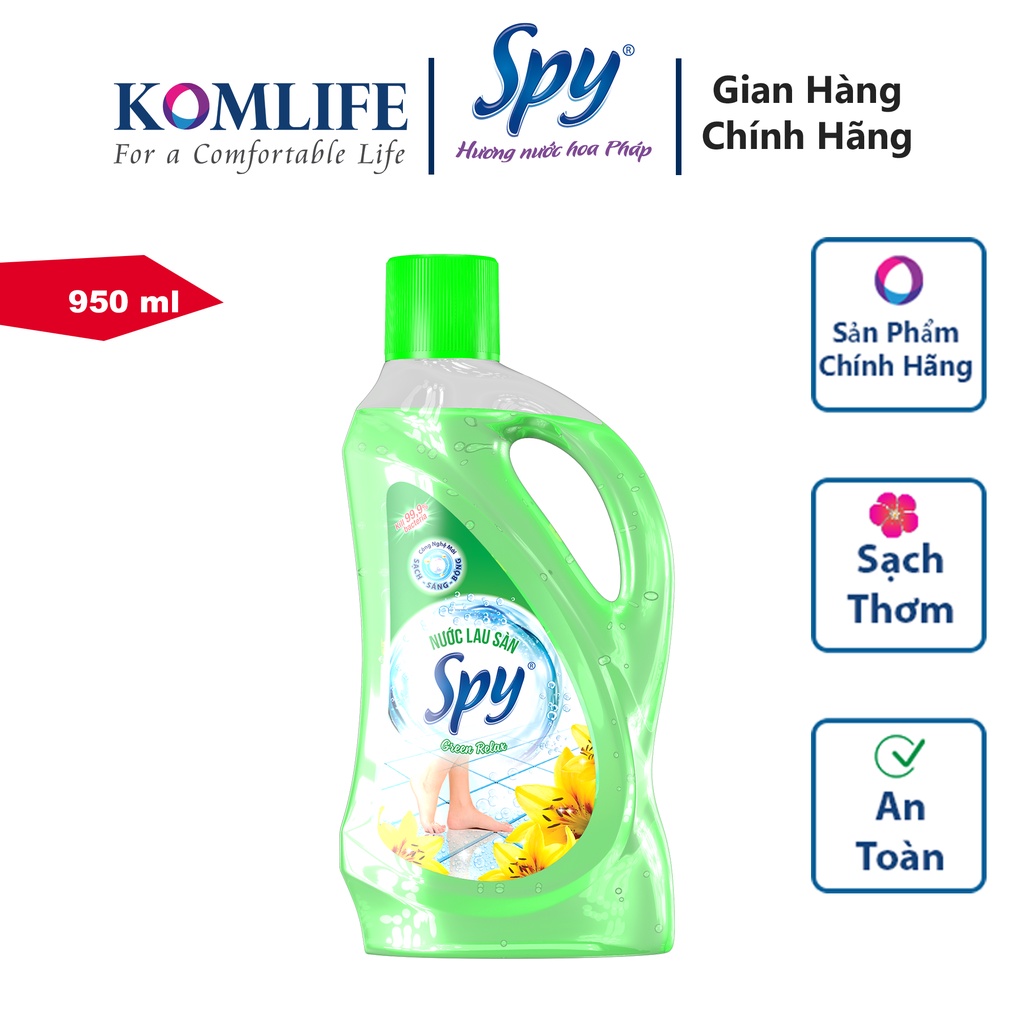 Nước lau sàn SPY màu Xanh 950ml hương thư giãn, thiên nhiên