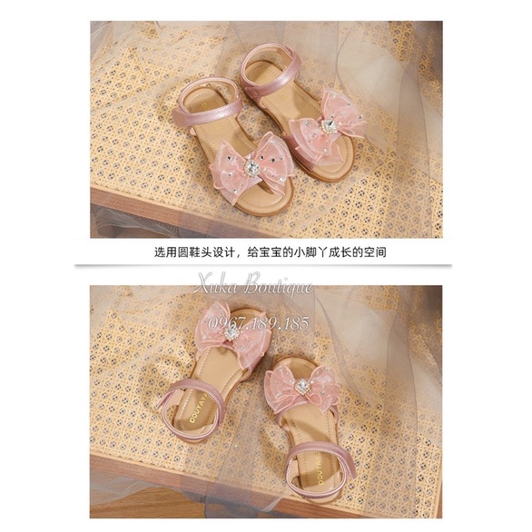 Dép Quai Hậu Bé Gái Hàn Quốc Cao Cấp, Dép Quai Hậu Đính Nơ Trẻ Em Đế Mềm Chống Trượt Bé Gái, Dép Đi Chơi Đi Học Cho Bé