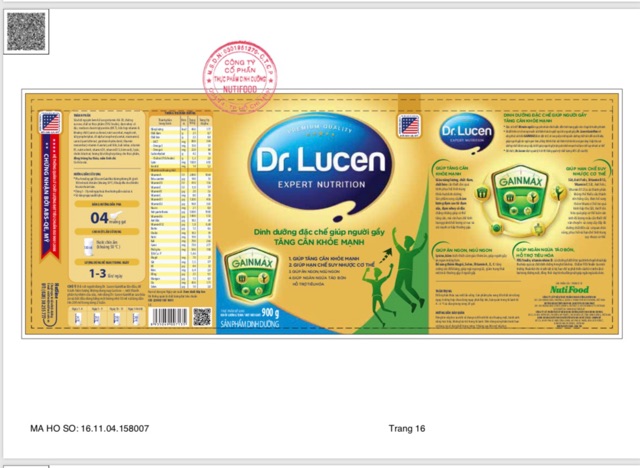 Sữa Dr. Lucen GainMax giúp người gầy tăng cân khỏe mạnh loại 900g