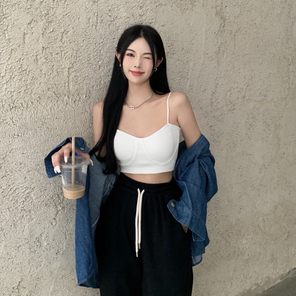 Áo Croptop Màu Trơn Dễ Phối Đồ Thời Trang Hàn Quốc