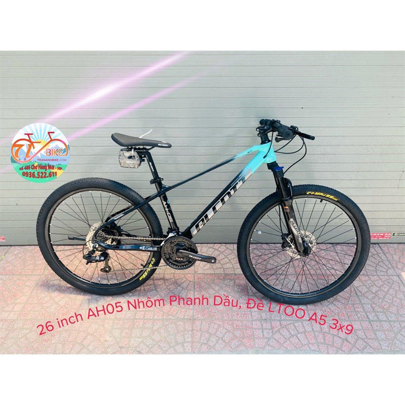Xe ALCOTT 26 inch AH05 Nhôm phanh Dầu Đề LTwoo taiwan 3x9 (27 tốc độ), - Đen Cải Xanh Dương Nhẹ