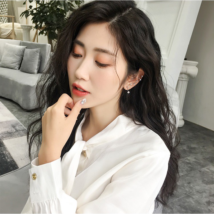 Bông tai kẹp vành tai đính đá ziczac sành điệu BT125