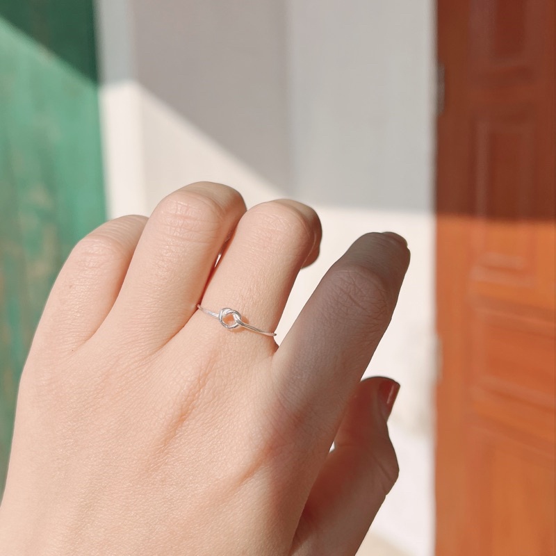 Nhẫn bạc nữ trơn bạc 925 thật DaLiA Jewelry nhẫn bạc basic thắt nút tròn trái tim lệch