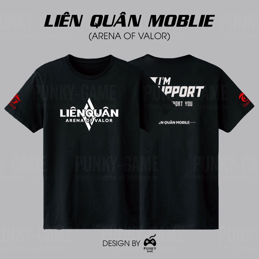 Áo thun Liên Quân Mobile (AOV) Support (Black) ngắn tay