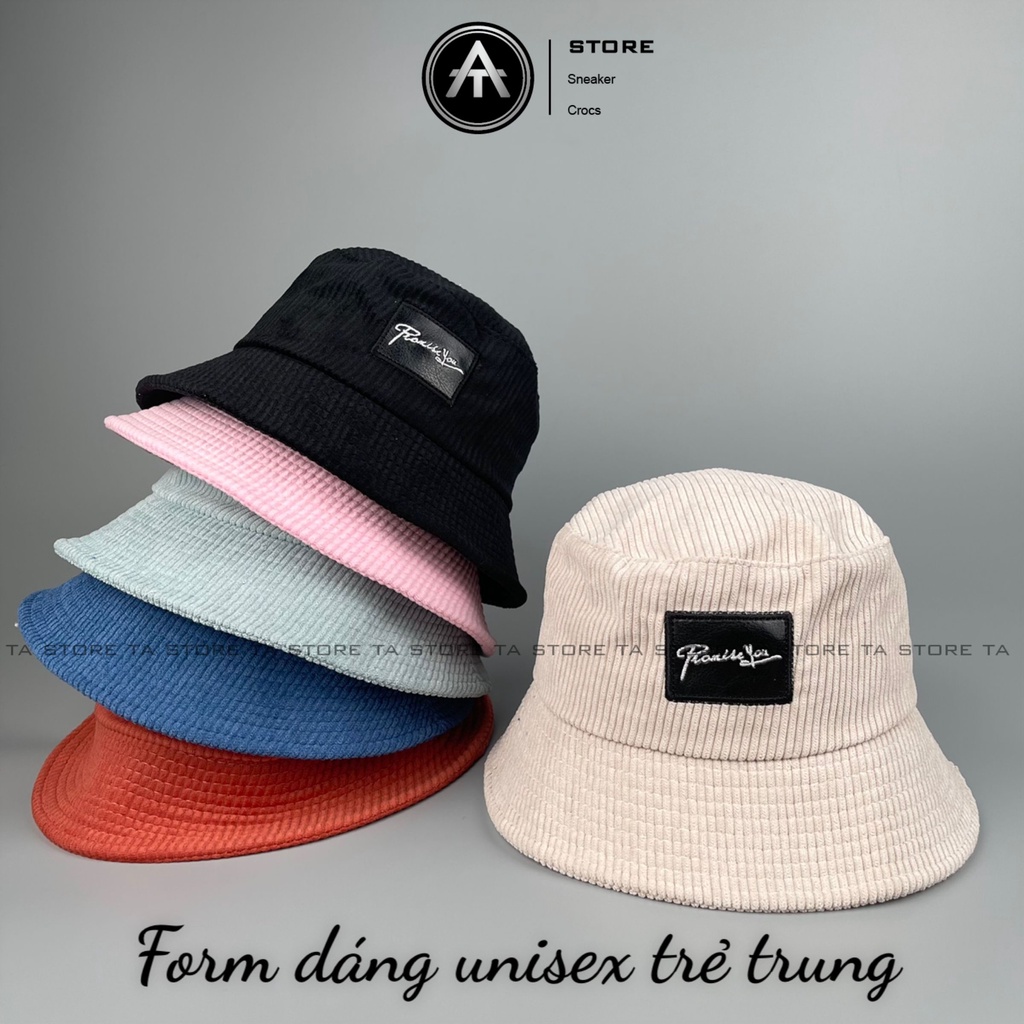 Mũ bucket thêu chữ Promissyou TA Store chất nhung tăm cao cấp form unisex nam nữ