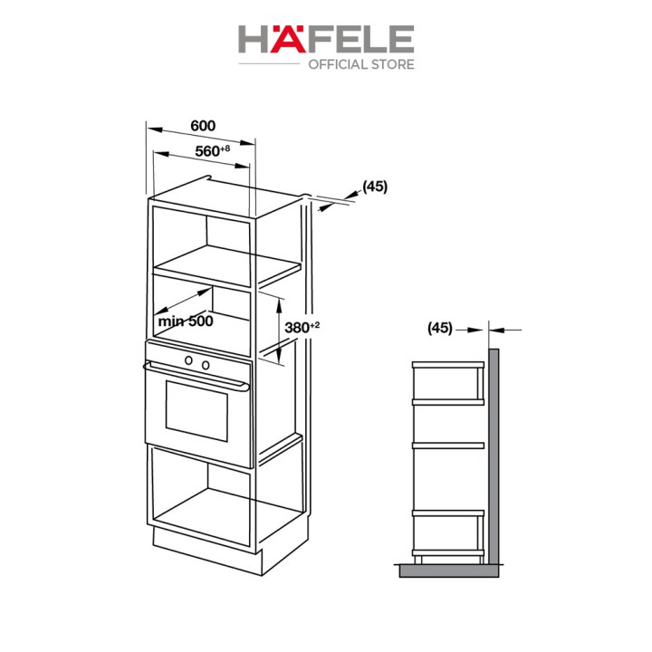 Lò Vi Sóng Kết Hợp Nướng Âm Tủ HAFELE HM-B38D (25L) - 538.31.200