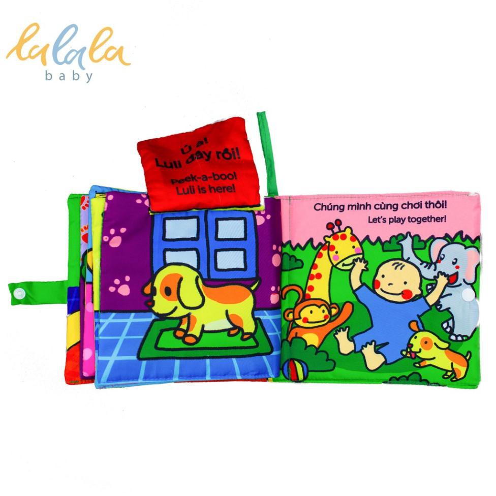 Sách vải Lalal baby kích thích đa giác quan cho bé Luli đâu rồi?- Where is Luli?, kích thước 18x18cm, 12 trang