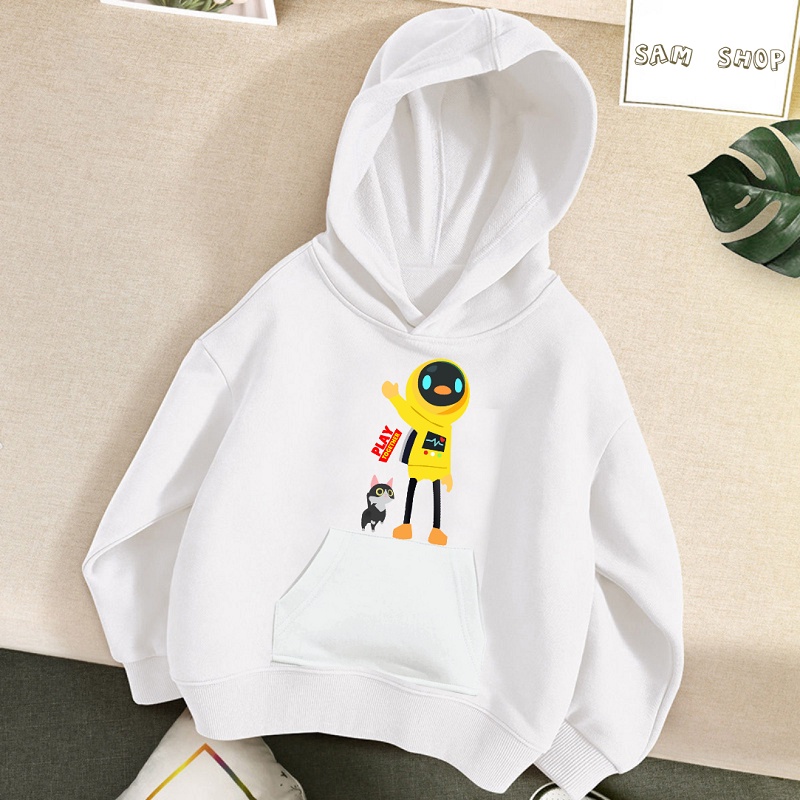 Áo Play Together áo khoác hoodie có mũ màu trắng đủ size cho bé trai bé gái