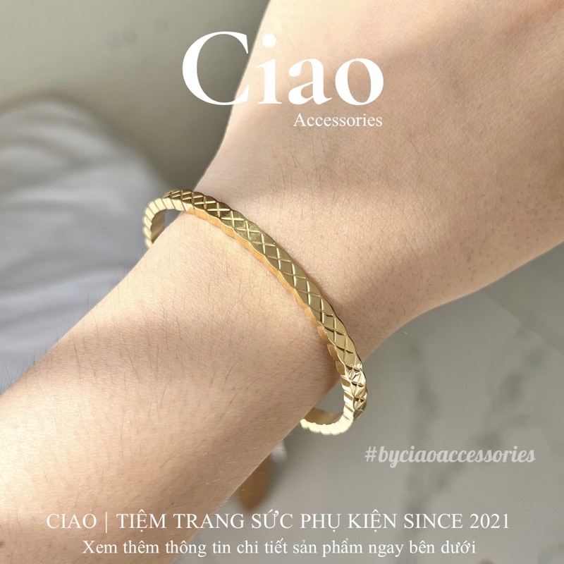 [HOẢ TỐC 1H] Vòng tay/ Lắc tay titan không gỉ thiết kế hoạ tiết đan chéo tinh tế trendy Laelie Ciao