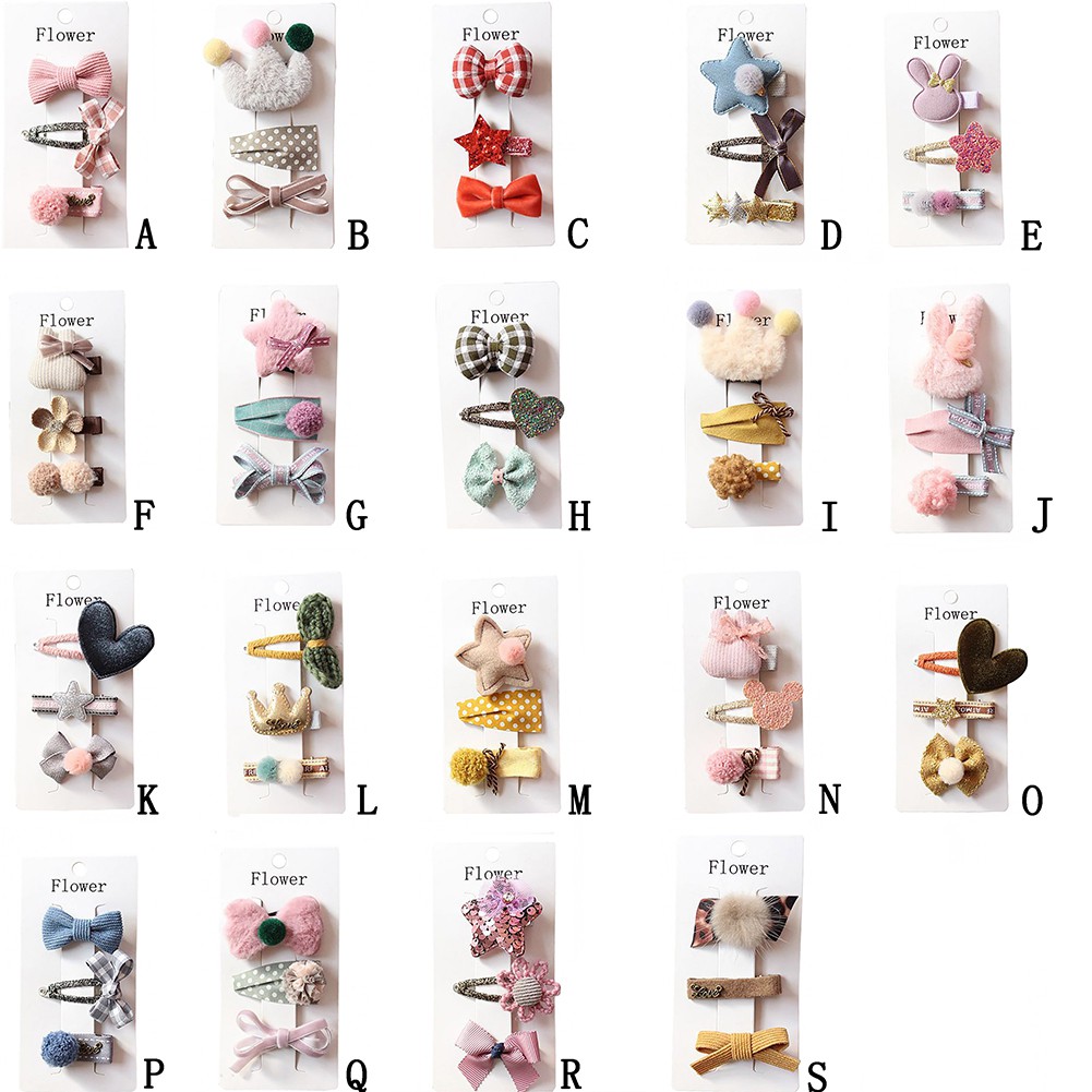 Bộ 3 kẹp tóc vải đính nơ xinh xắn cho bé gái