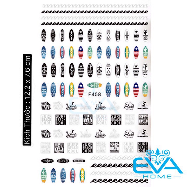 Miếng Dán Móng Tay 3D Nail Sticker Tráng Trí Hoa Văn Hoạ Tiết Chữ Viết Alphabet F458