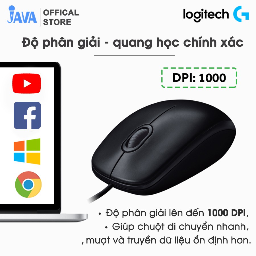 [LẺ = SỈ] Chuột máy tính có dây Logitech M100r tương thích mọi thiết bị máy tính