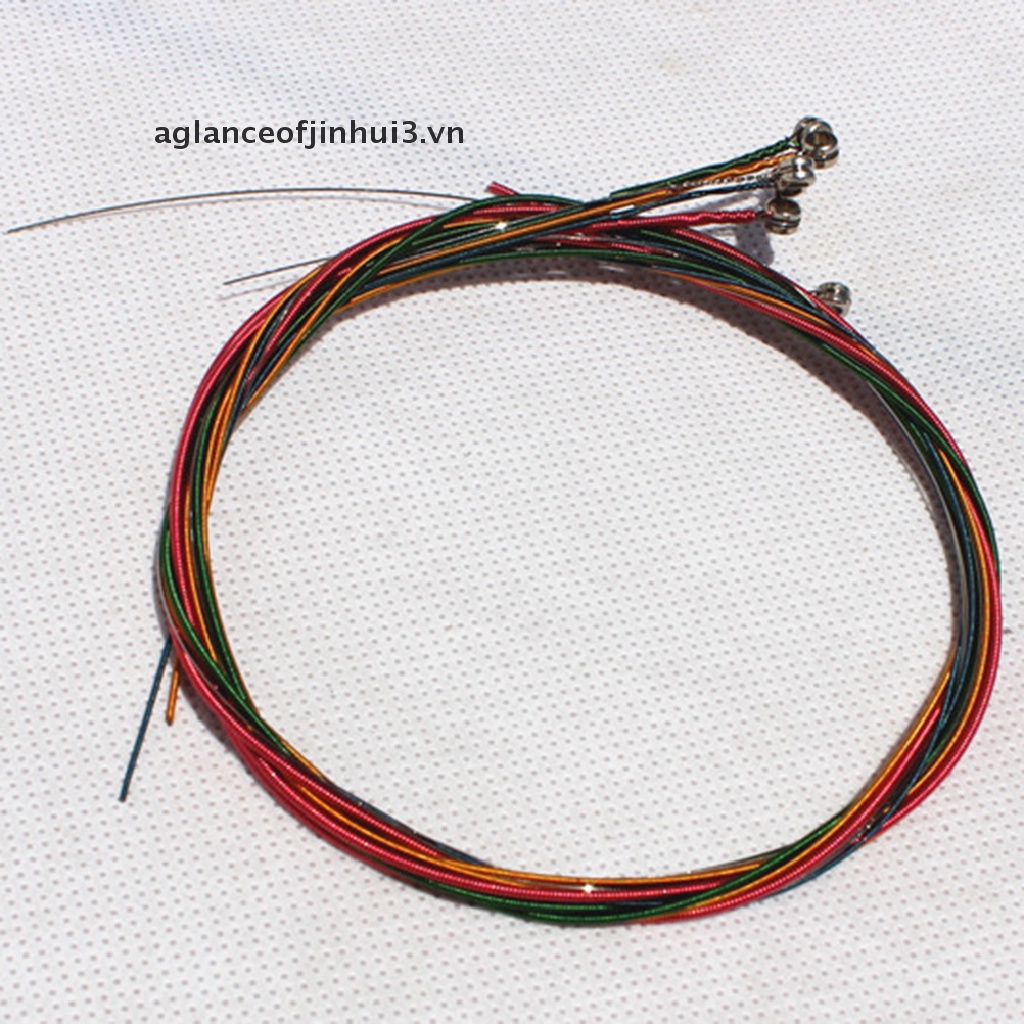 NEW One Set 6pcs Rainbow Colorful Color Strings For Acoustic Guitar  Accessory