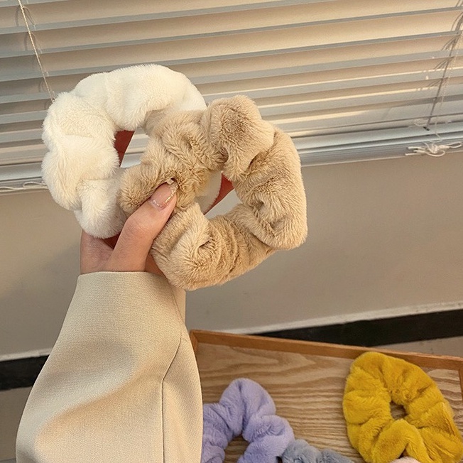 Buộc tóc scrunchies lông mịn nhiều màu sắc Bunny