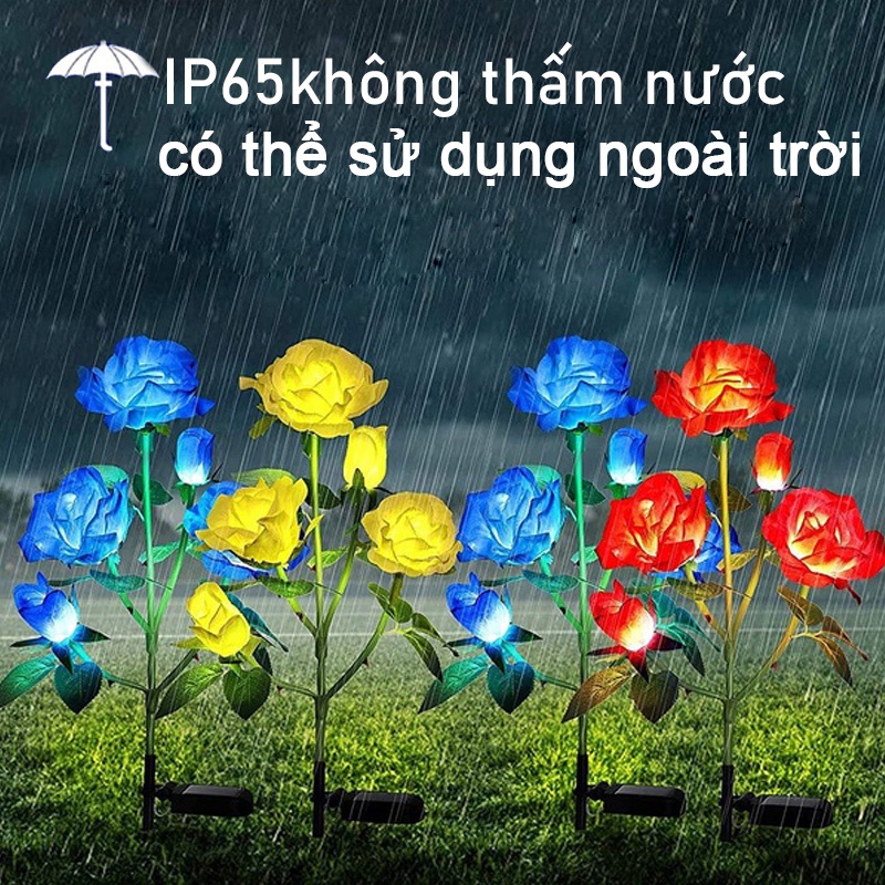 [Hàng sẵn sàng&amp;COD] Đèn LED năng lượng mặt trời sân vườn với 3 hình hoa hồng cho vườn nhà và trang trí lối đi trong sân