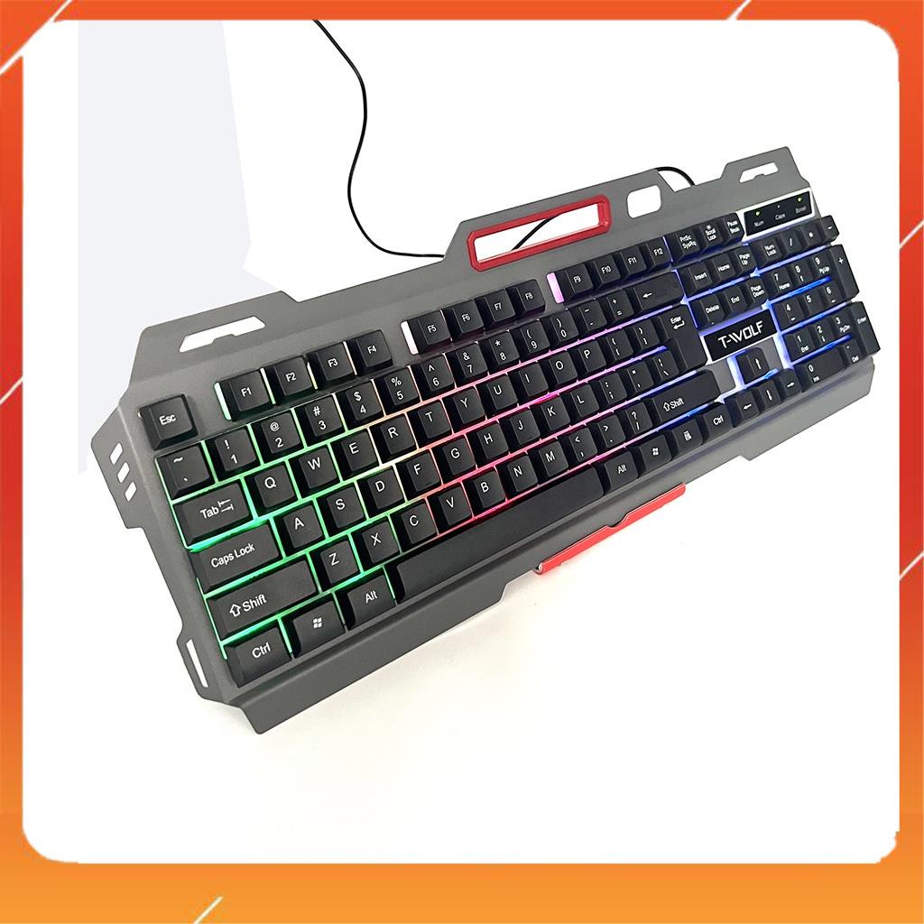 Bàn phím Có Dây Chơi Game T-WOLF T16 Gray LED Kết Nối USB dây 1.8m - Có chỗ để ĐT,bảo hành khi mua hàng tại shop