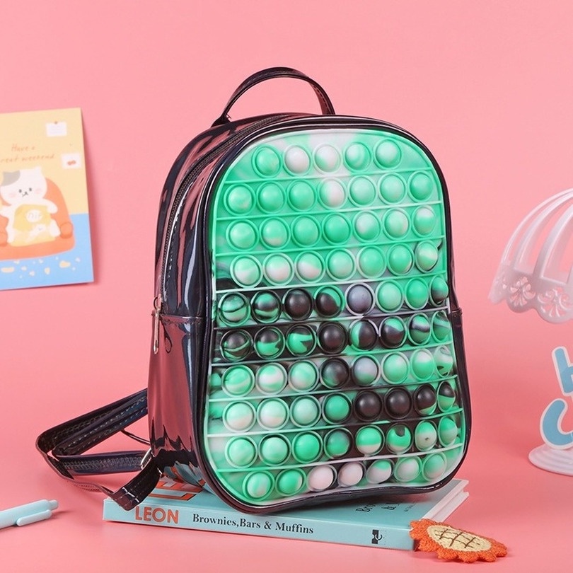 Pop it Balo đi học bằng silicon trang trí bóng nhấn đồ dùng học tập đồ chơi dành cho trẻ em
