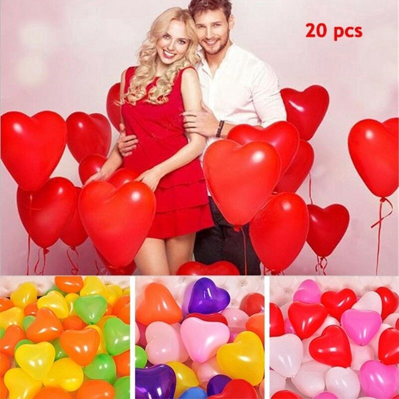 20 bong bóng 30.48 cm hình trái tim trang trí ngày lễ tình nhân