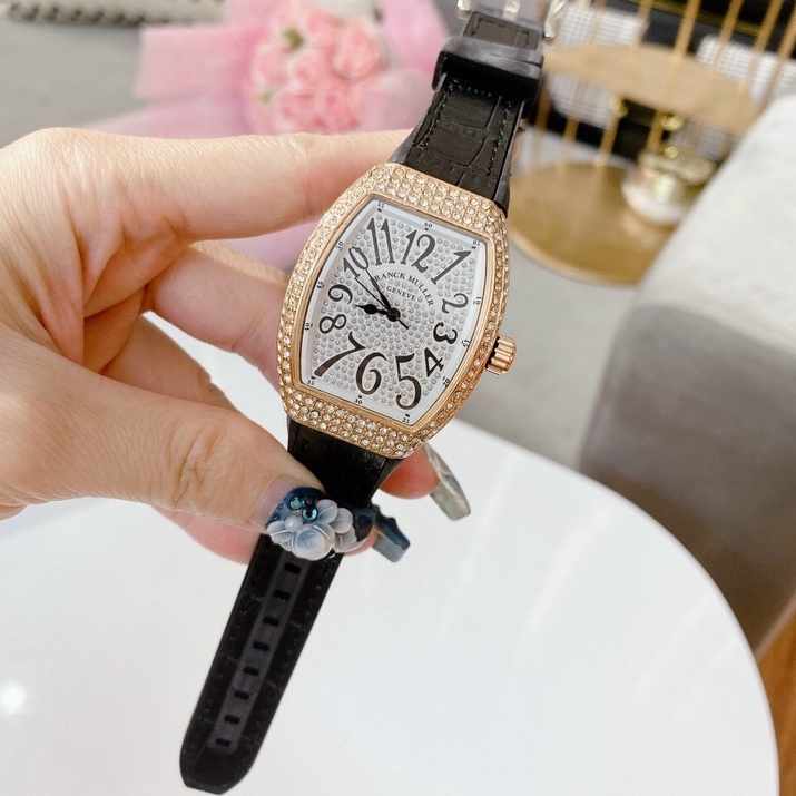 Đồng hồ nữ Franck Muller, đồng hồ đính đá dây cao su bảo hành 12m DHN002 ngoctrinhs