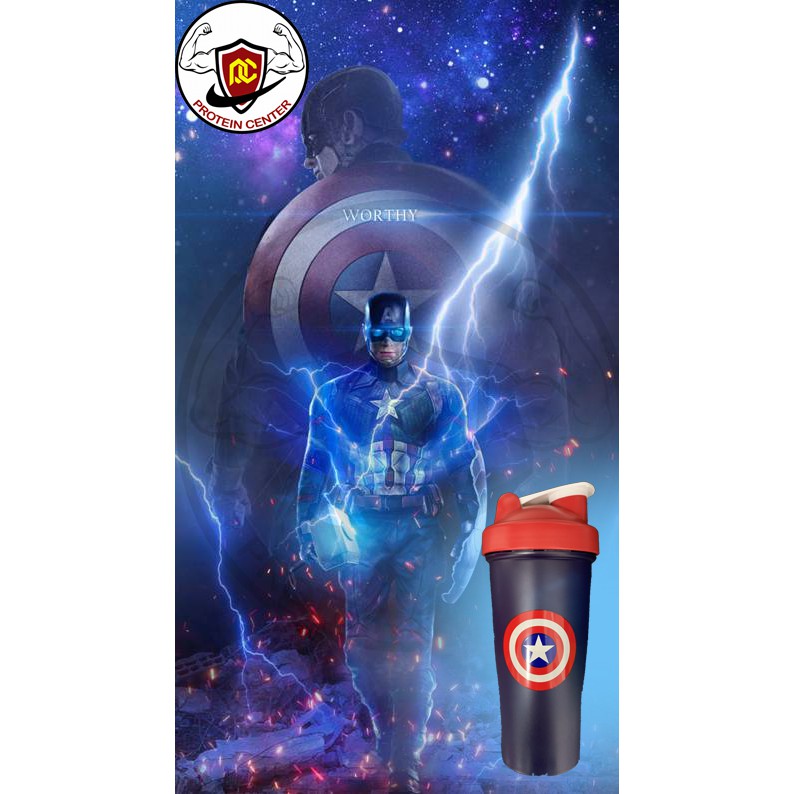 💥[FREESHIP EXTRA]💥 Bình lắc Shaker thể thao, tập GYM 800ml kiểu dáng MARVEL biểu tượng CAPTAIN - Shop Protein Center