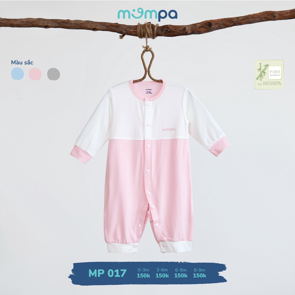 Bộ body cho bé sơ sinh 3 màu của Mompa MP 017 vải bamboo thoáng mát cho bé từ 0 đến 12 tháng