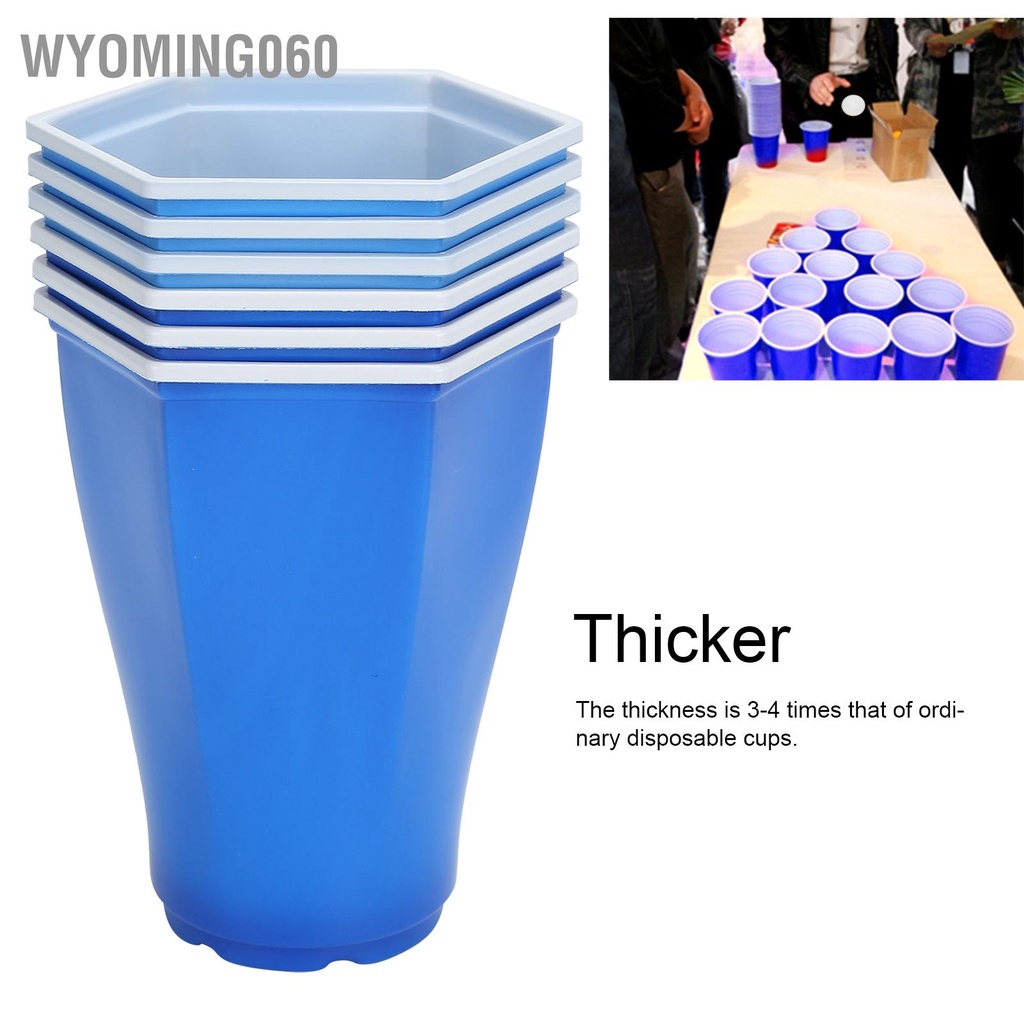 [Hàng Sẵn] 6 cái 450ml Hex Miệng Cốc dùng một lần Cốc nhựa dày cho Nhà hàng Ngoài trời Trò chơi 【Wyoming060】