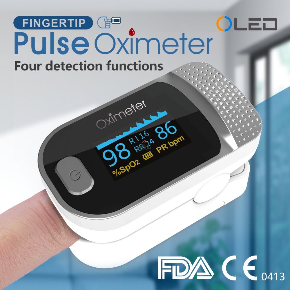 Finger clip oximeter Finger pulse oximetry monitor PI Respiratory rate FDA CE certification