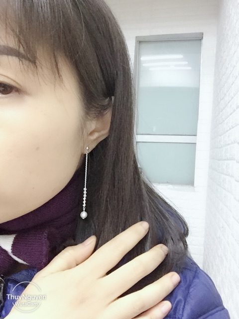Khuyên tai bạc ta bi phối Ngọc trắng nhân tạo