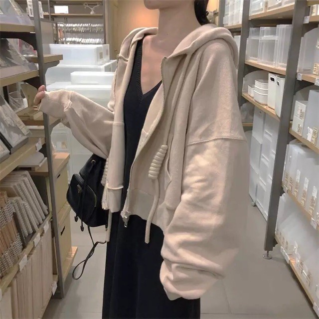 Áo khoác dây cột rút / áo khoác ulzzang form rộng lửng vải nỉ hàn quốc - Hàng nhập khẩu