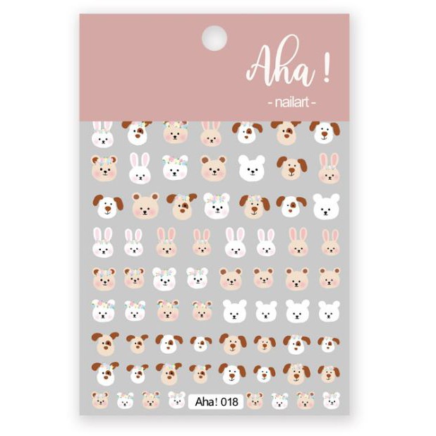 Hình dán móng tay - Sticker dán móng Đầu chú gấu A018