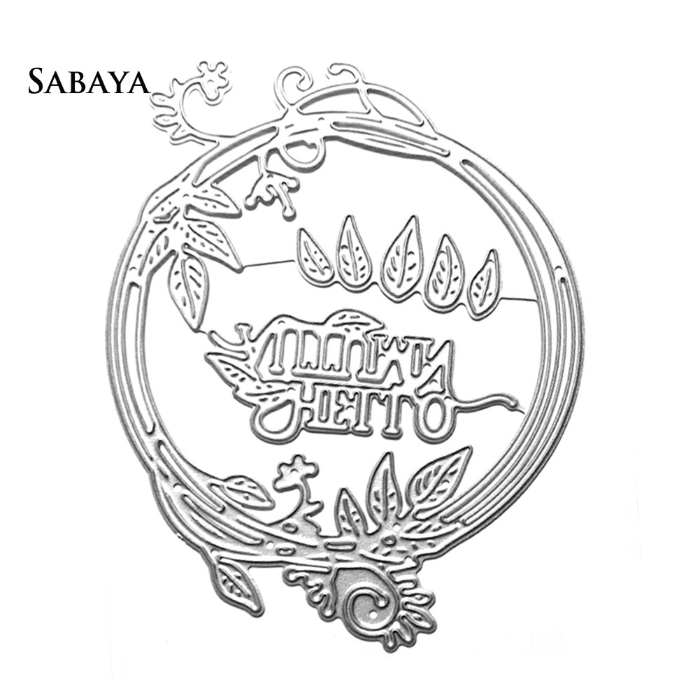 Khuôn cắt giấy làm từ kim loại hình vòng lá trang trí album ảnh tự làm