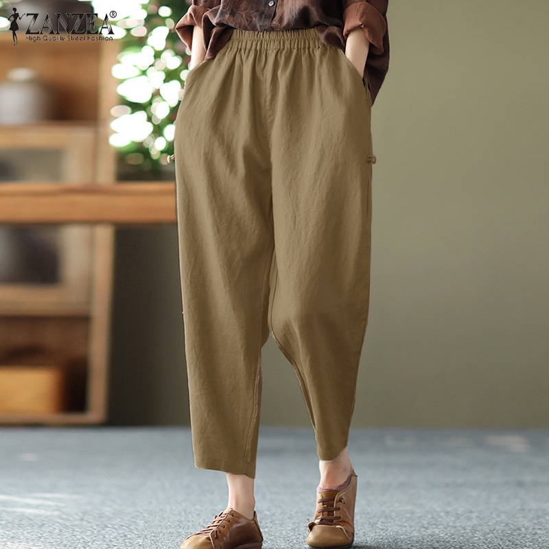 Quần dài nữ Zanzea ống rộng phong cách vintage thời trang