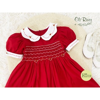 ĐẦM SMOCK ĐỎ CỔ HOA XINH XẮN