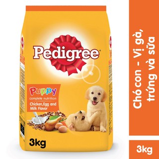 Thức ăn chó con Pedigree puppy gói 3kg vị gà,trứng,sữa