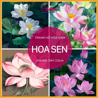 Tranh tô màu sơn dầu số hóa Tranhsohoavn 🎨CHUẨN MÀU🎨 Tranh hoa sen lotus