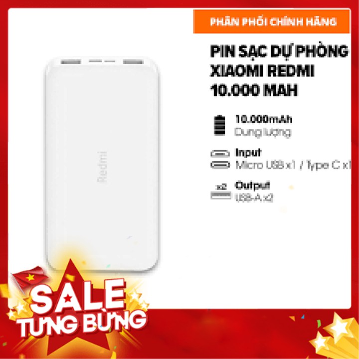 chính hãng Pin Sạc dự phòng Xiaomi Redmi 10.000 mah (BH 6T) 1 đổi 1 poogroup