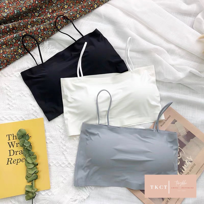 Áo Bra Hai Dây Trơn Bảng 6 Màu TONGKHOCHITUE , Áo Hai Dây Croptop Hàn Quốc Có Mút Độn | BigBuy360 - bigbuy360.vn