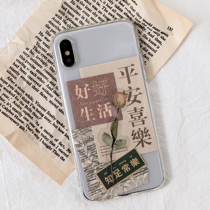 Set 15 nhãn dán S37 sticker vintage phong cách cổ điển trang trí sổ Bullet Jourrnal điện thoại Taro Stationery