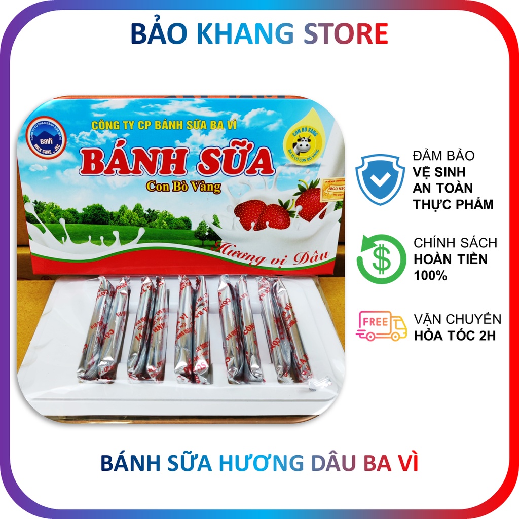 Bánh Sữa Ba Vì Hương Dâu Con Bò Vàng 170g