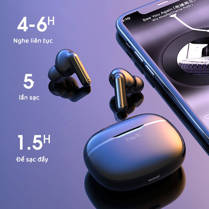 [Mã ELMS4 giảm 7% đơn 500K] Tai nghe không dây bluetooth TWS Havit I99 - Chống ồn - Chống nước - Phiên bản chính hãng