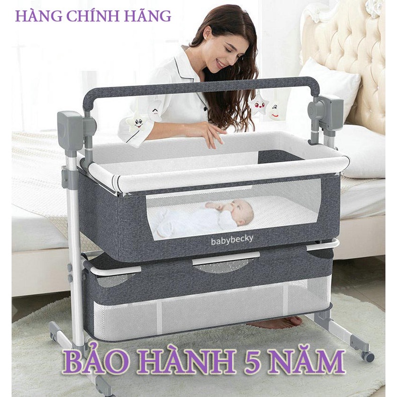 Nôi điện cho bé sơ sinh, 3 chế độ hẹn giờ 5 xích đu, Giường cho trẻ sơ sinh, Nôi du lịch cạnh giường có thể điều chỉnh