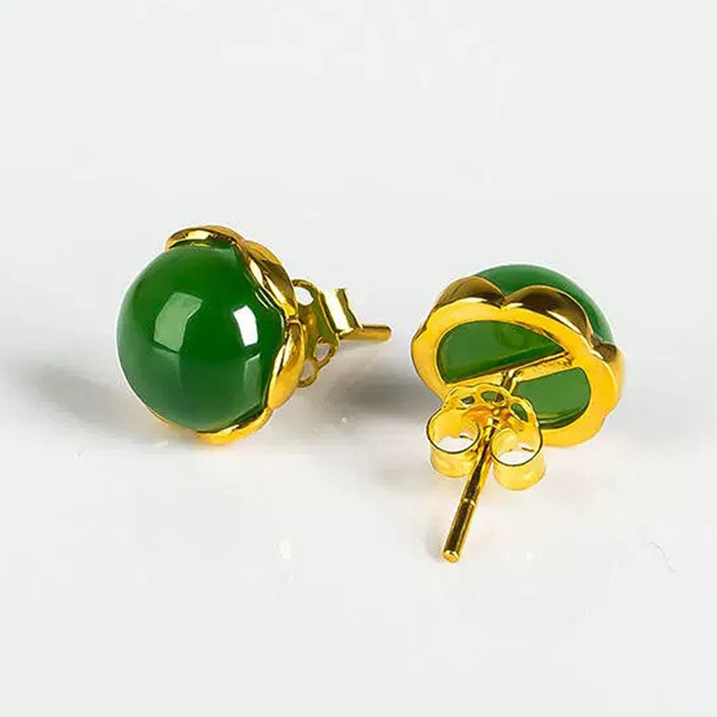 Vnox Bông Tai Đinh Tán Đính Đá Tròn Màu Xanh Lá 18k Dành Cho Nữ