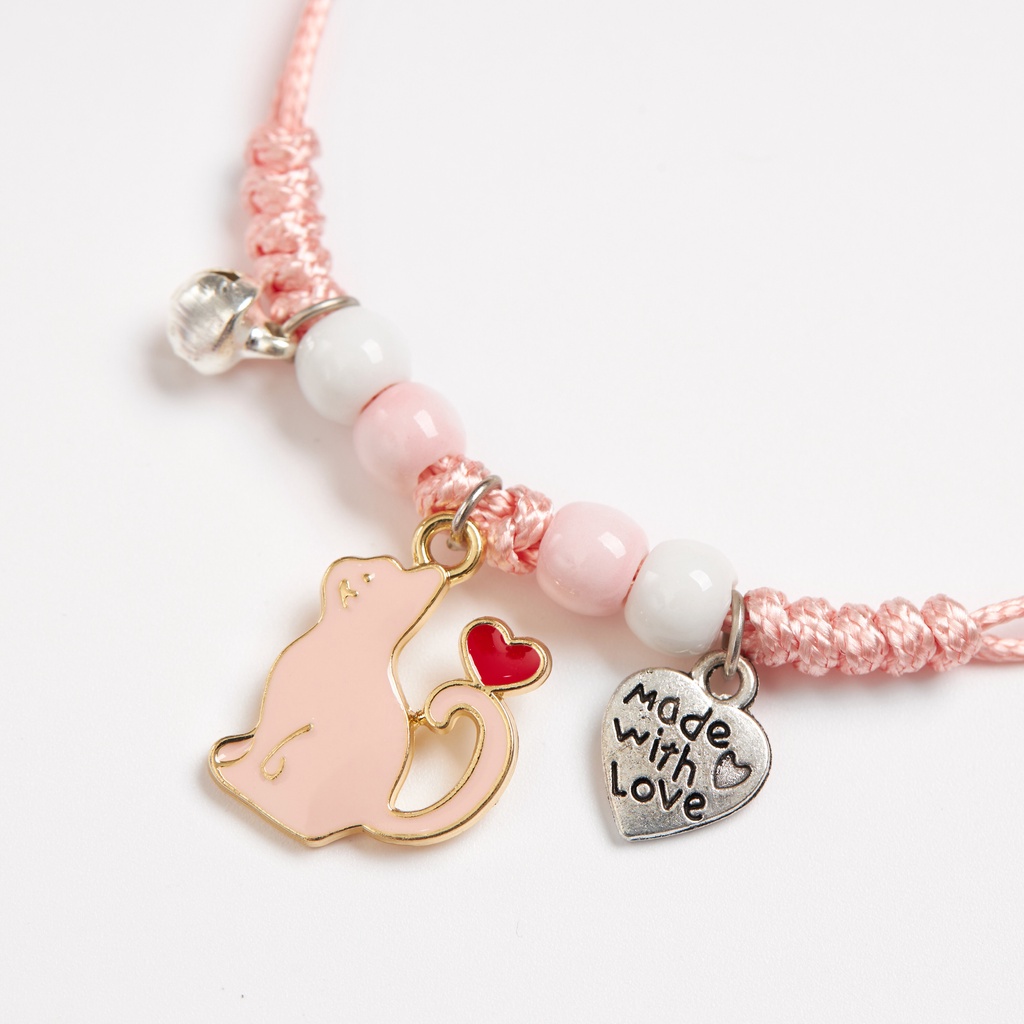 Vòng tay charm mèo bông dễ thương dây dù cao cấp không thấm nước