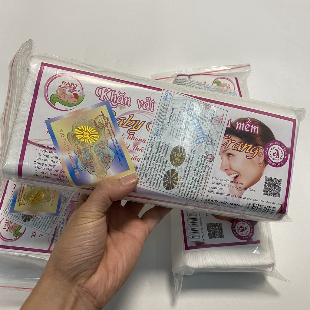 Khăn khô đa năng cho bé Hiền Trang giấy vải lau tẩy trang tiện dụng 180g khoảng 145 tờ