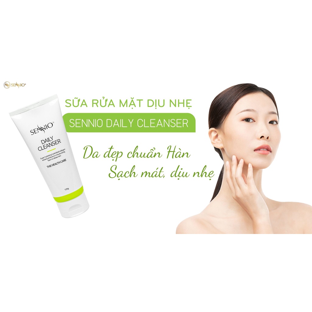 Sữa rửa mặt SENNIO tạo bọt trắng da dịu nhẹ dành cho da dầu mụn và nhạy cảm - sennio daily cleanser - 125gr