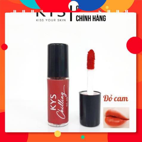 [TÔNG CAM NỔI BẬT] Son kem lì lâu trôi KYS Chocolate Matte Lipstick Đỏ Cam (phiên bản tester mini 0.8gr)