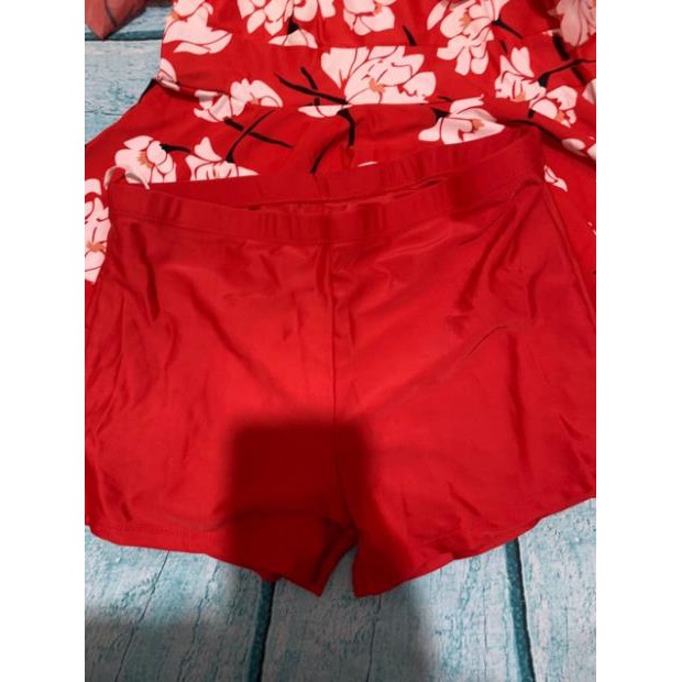 (THUN LẠNH, CÓ BIGSIZE) Bộ đồ bơi kín đáo (bèo đỏ) - Bikini đồ bơi che bụng cho người béo mập - HÀNG QUẢNG CHÂU